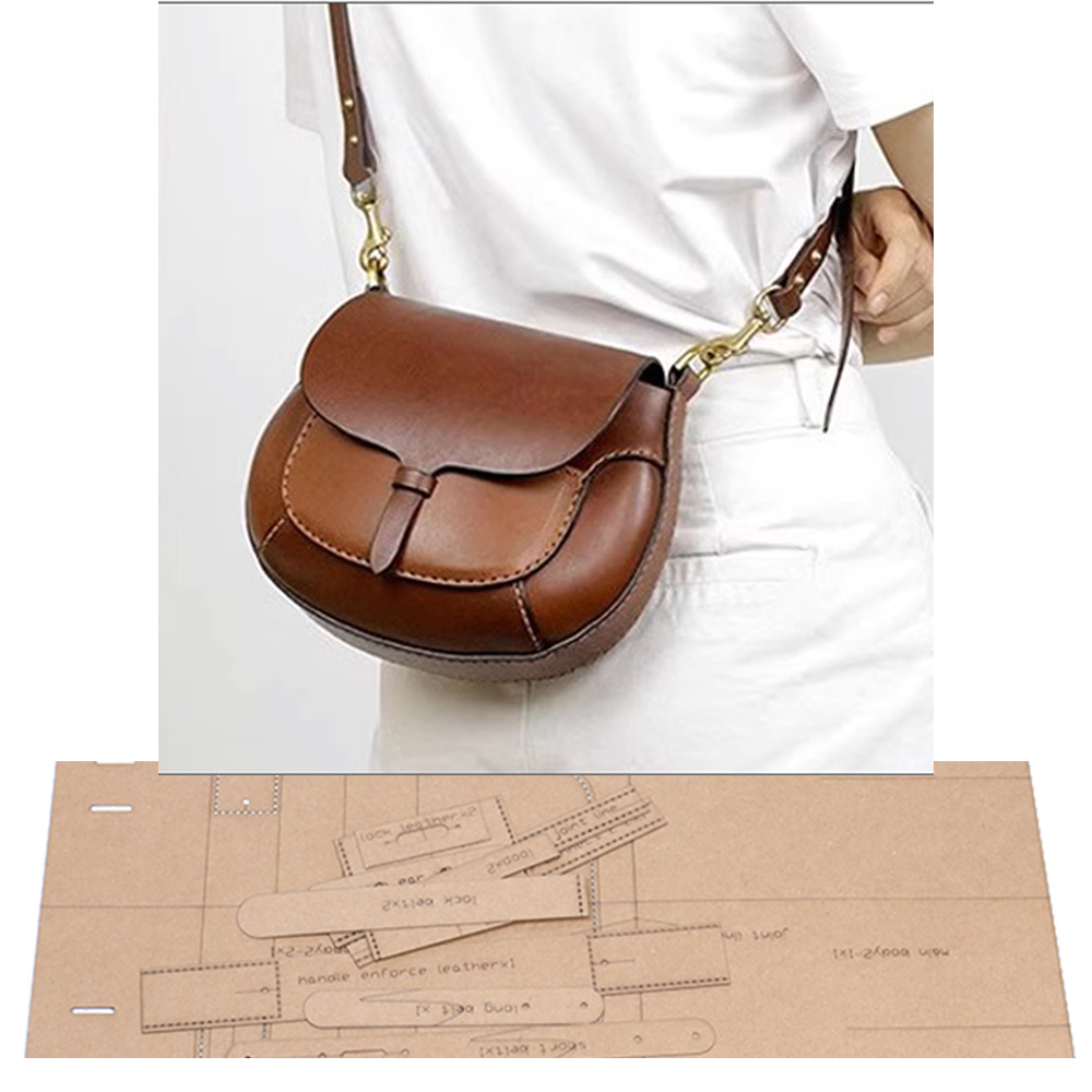 Leatherwork Templates - หัตถกรรมเครื่องหนัง DIY ผู้หญิงอานกระเป๋าสะพายไหล่ตัดด้วยกระดาษคราฟท์ลายการตัดเย็บลายฉลุ18.5x18x7cm แม่พิมพ์ลายฉลุ