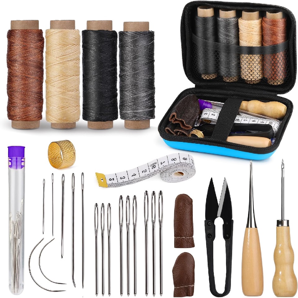 Leatherwork Needles - BUDDUR หนังเย็บชุดเครื่องมือด้ายและเข็ม Awl Professional DIY หนัง