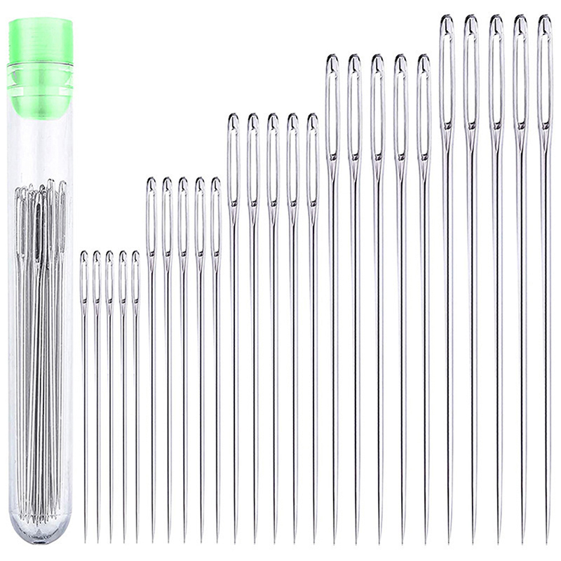 Leatherwork Needles - ชุดเข็มเย็บผ้าขนาดใหญ่25ชิ้นเข็มเย็บผ้าเข็มหนังแฮนด์เมดเข็มด้ายถักเหล็กชุดเครื่องมือตัดเย็บ