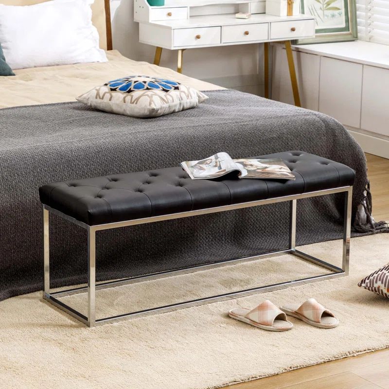 Leatherwork Bench - # โต๊ะทำงานไม้ ม้านั่งยาวสำหรับรับประทานอาหาร ม้านั่งไม้หุ้มหนังพร้อมที่เก็บของ