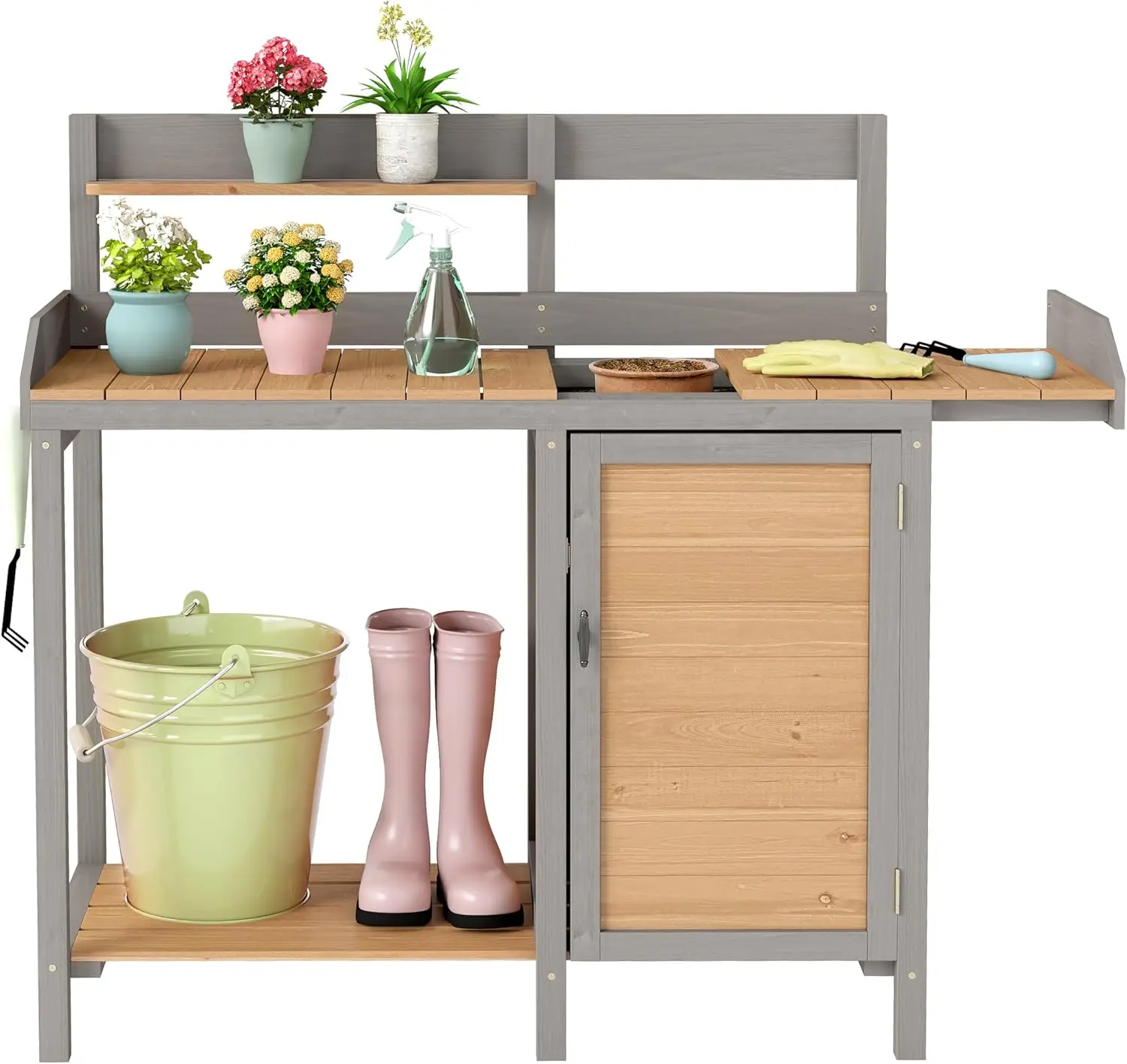 โต๊ะทำงานทำสวนไม้พร้อมอ่างล้าง - Leatherwork Bench บทวิจารณ์และราคา