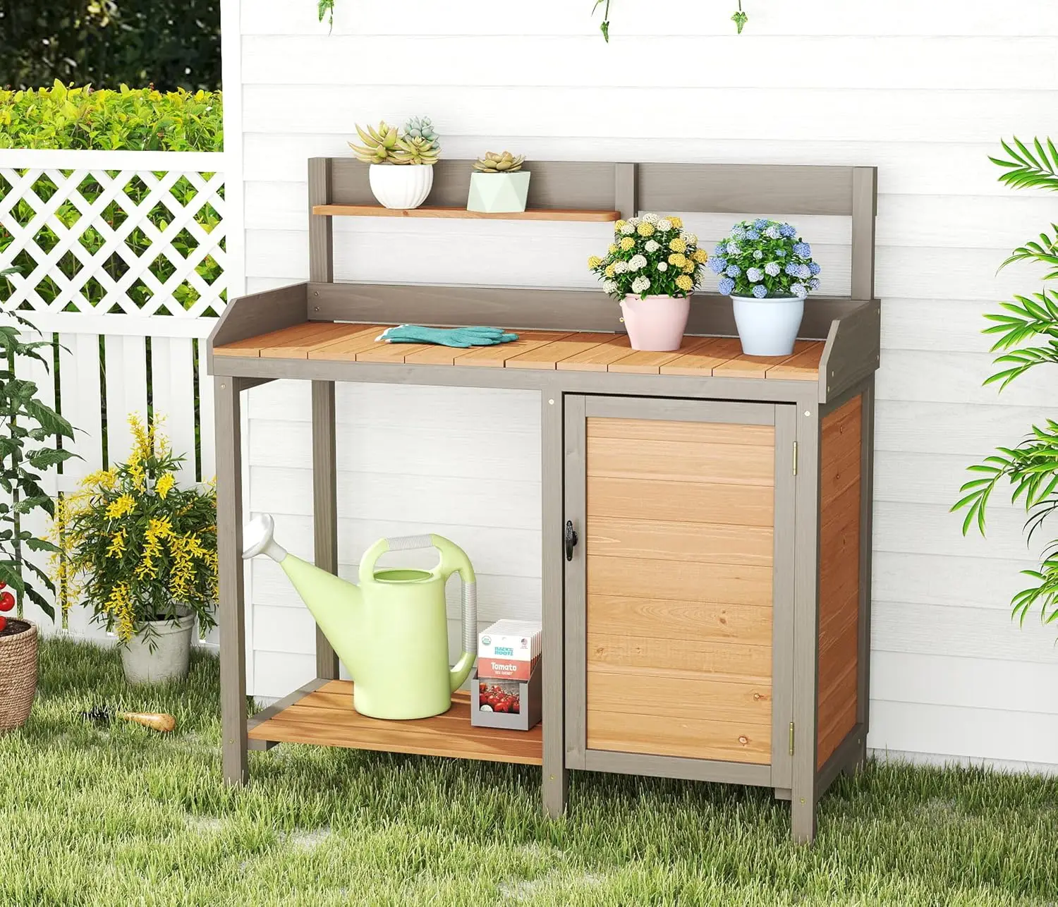 โต๊ะทำงานทำสวนไม้พร้อมอ่างล้าง - Leatherwork Bench บทวิจารณ์และราคา